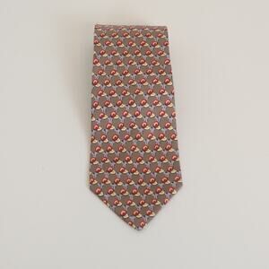 Christian Dior Monsieur 100% Silk Neck Tie Gold & Red Flower Print VTG 90s